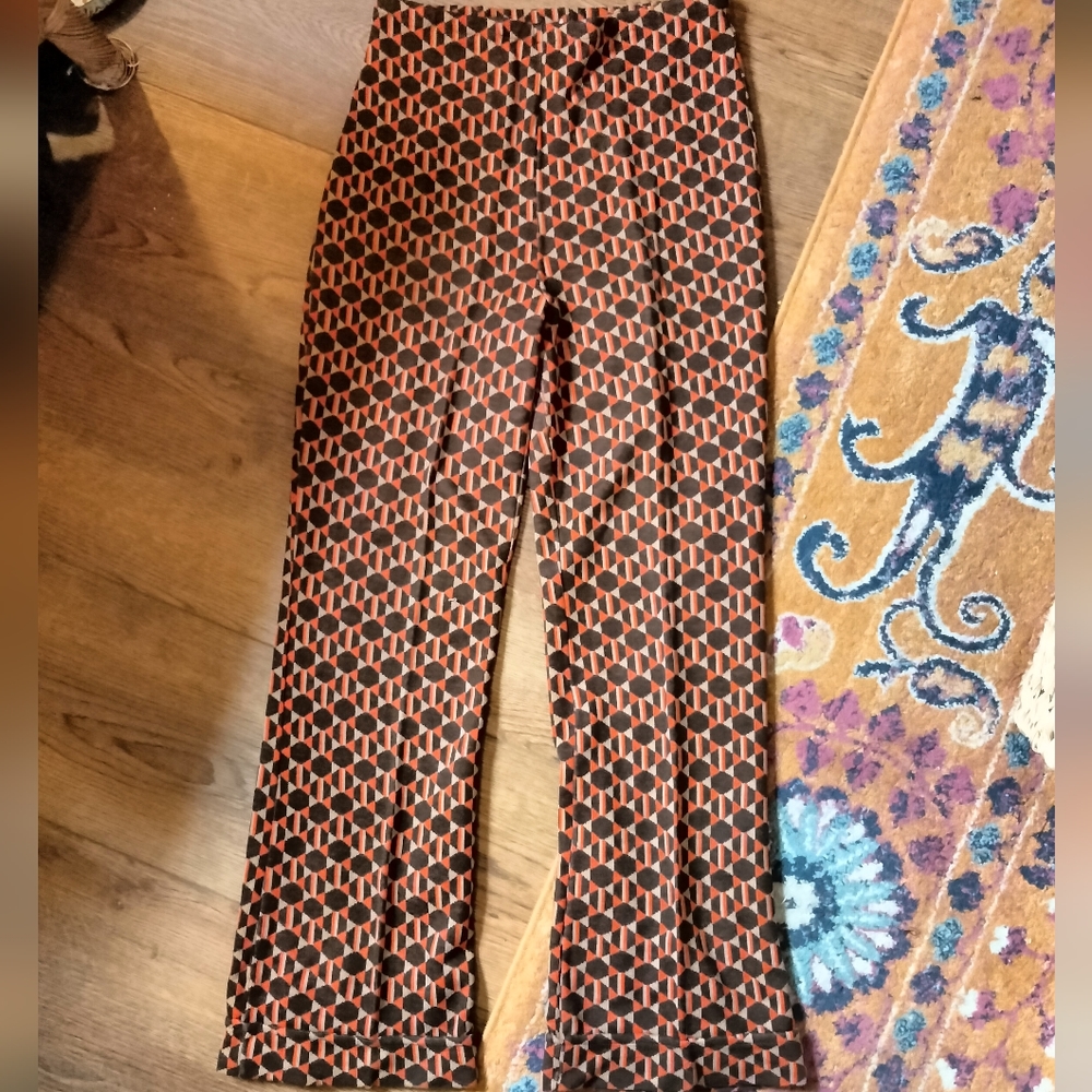 1960s 1970s vintage patterned orange and brown pants Russ